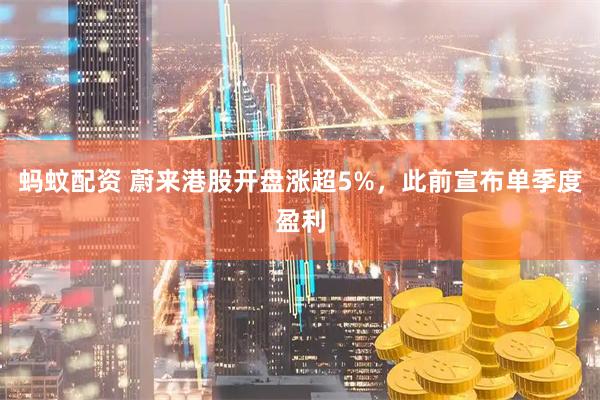 蚂蚊配资 蔚来港股开盘涨超5%，此前宣布单季度盈利